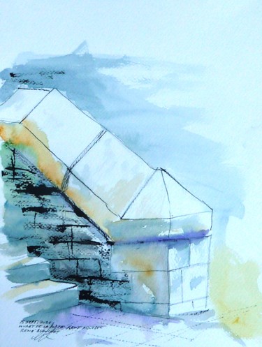 Drawing titled "Muret d'un escalier…" by René Blanchet, Original Artwork, Ink