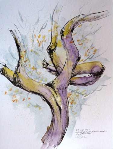 Tekening getiteld "L'arbre tordu dans…" door René Blanchet, Origineel Kunstwerk, Inkt