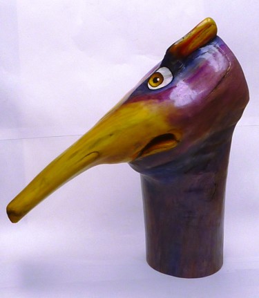 Sculpture intitulée "L'oiseau bizarre du…" par René Blanchet, Œuvre d'art originale, Bois