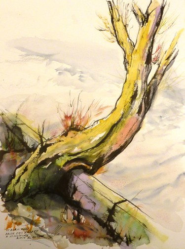 Dessin intitulée "L'arbre qui s'appro…" par René Blanchet, Œuvre d'art originale, Encre