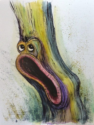 Dessin intitulée "L'arbre qui chante…" par René Blanchet, Œuvre d'art originale, Encre