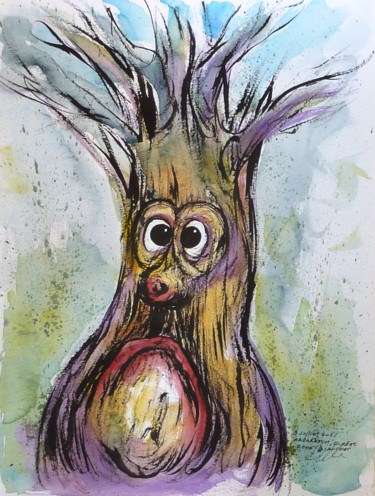 Drawing titled "L'arbre sympa" by René Blanchet, Original Artwork, Ink