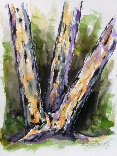 Рисунок под названием "Tronc d'arbre tripl…" - René Blanchet, Подлинное произведение искусства, Чернила