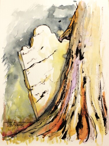 Rysunek zatytułowany „Pierre tombale aval…” autorstwa René Blanchet, Oryginalna praca, Atrament