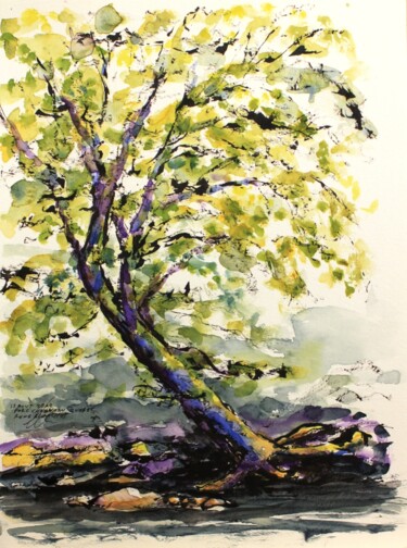 Drawing titled "L'arbre qui s'étire…" by René Blanchet, Original Artwork, Ink