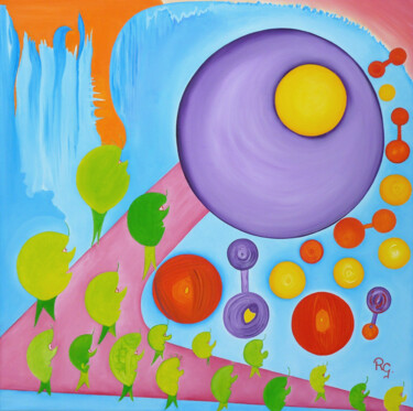 Painting titled "MICROCOSMOS" by René Georges (RG.), Original Artwork, Oil