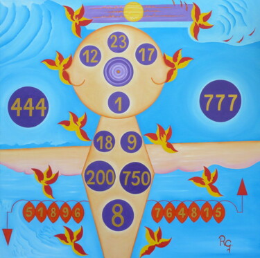 Painting titled "NUMEROLOGY III" by René Georges (RG.), Original Artwork, Oil