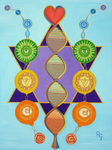 Painting titled "DNA CONNECTIONS WIT…" by René Georges (RG.), Original Artwork, Oil