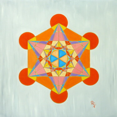 Painting titled "THE METATRON CUBE" by René Georges (RG.), Original Artwork, Oil