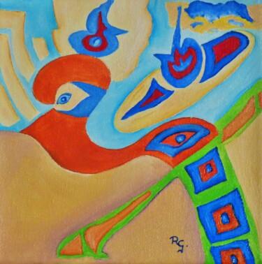 Pintura intitulada "FANTASY BIRD" por René Georges (RG.), Obras de arte originais, Óleo