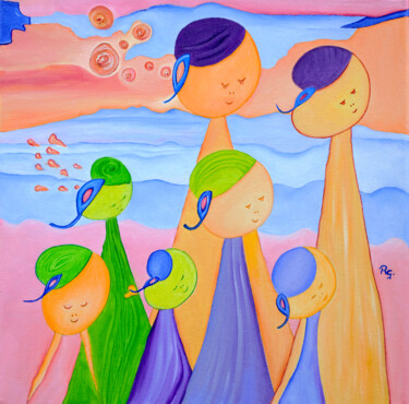 Картина под названием "THE BISHOPS FAMILY" - René Georges (RG.), Подлинное произведение искусства, Масло