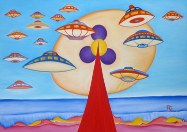 Peinture intitulée "PLANETORIUM I" par René Georges (RG.), Œuvre d'art originale, Huile