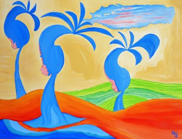 Peinture intitulée "LES VISAGES DE PALM…" par René Georges (RG.), Œuvre d'art originale, Huile