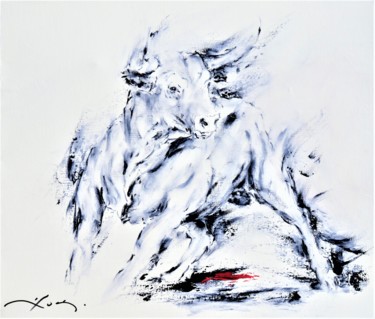Peinture intitulée "442_un peu de sang…" par René Goxes, Œuvre d'art originale, Huile