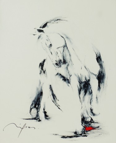 Malerei mit dem Titel "360_cheval" von René Goxes, Original-Kunstwerk, Öl