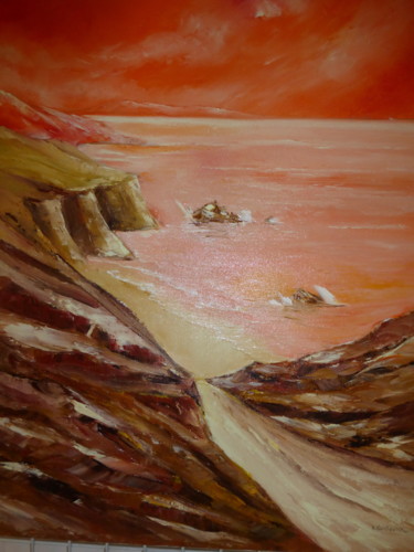 Painting titled "Falaises" by René Guillaume, Original Artwork, Oil