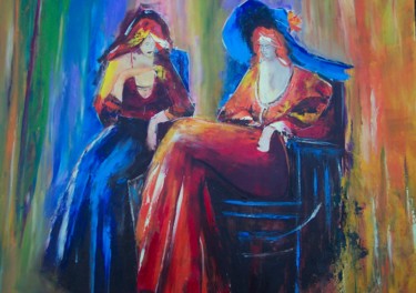 Peinture intitulée "La tasse de thé" par René Guillaume, Œuvre d'art originale, Huile