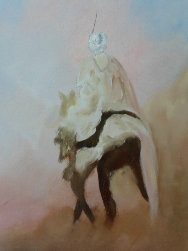 Peinture intitulée "cavalier dans la po…" par René Guillaume, Œuvre d'art originale, Huile