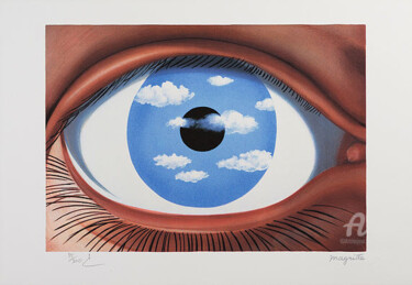 Gravures & estampes intitulée "Le Faux Miroir" par René Magritte, Œuvre d'art originale, Lithographie