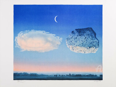 "La Bataille De L'Ar…" başlıklı Baskıresim René Magritte tarafından, Orijinal sanat, Litografi