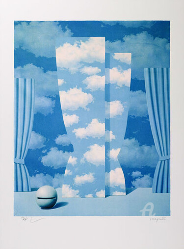 제목이 "La Peine Perdue"인 판화 René Magritte로, 원작, 리소그래피