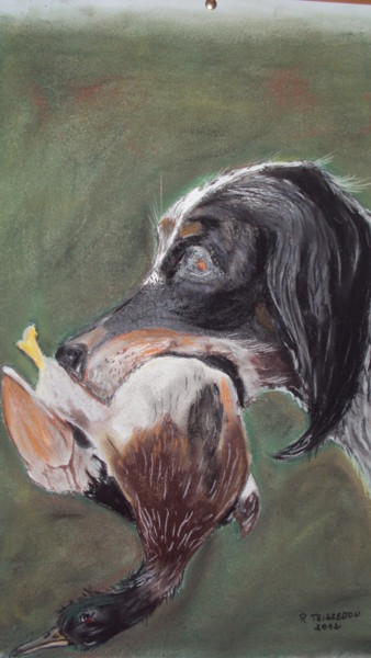 Painting titled "setter" by Rene Teissedou, Original Artwork, Oil