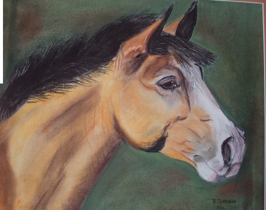 Painting titled "cheval" by Rene Teissedou, Original Artwork, Oil