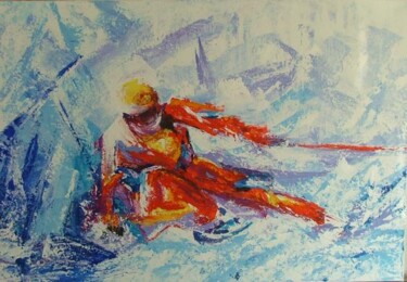 Painting titled "Skieur" by René Vincent-Viry, Original Artwork