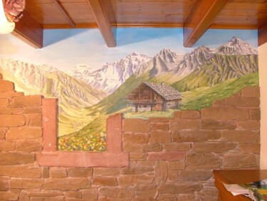Painting titled "Paysage Alpin" by René Vincent-Viry, Original Artwork