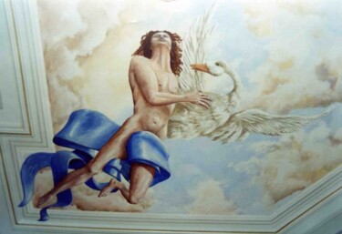Pittura intitolato "Plafond de salle de…" da René Vincent-Viry, Opera d'arte originale