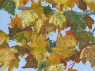 Painting titled "détail feuilles" by René Vincent-Viry, Original Artwork