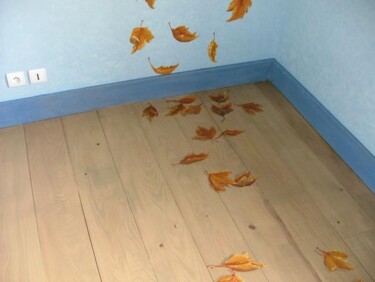 Painting titled "détail feuilles mor…" by René Vincent-Viry, Original Artwork