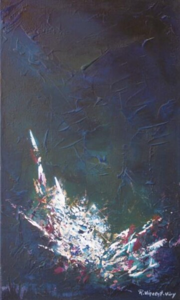 Painting titled "Le diamant dans la…" by René Vincent-Viry, Original Artwork, Oil