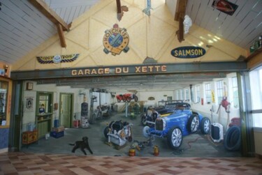 Painting titled "Un garage des année…" by René Vincent-Viry, Original Artwork, Acrylic