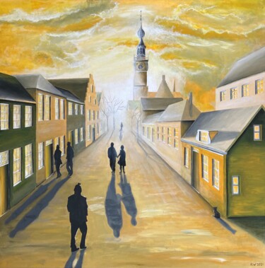 Painting titled "Sunset walk" by René Wissink, Original Artwork, Acrylic