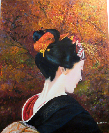 Pintura intitulada "mitsu-33x41-huile.j…" por Renée Estebanez, Obras de arte originais