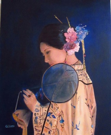 Painting titled "yuan-35x41.jpg" by Renée Estebanez, Original Artwork, Oil