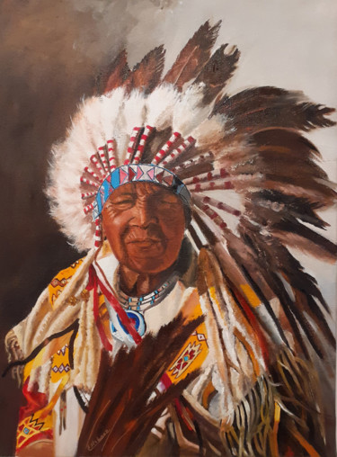 Peinture intitulée "lakota" par Renée Estebanez, Œuvre d'art originale, Huile Monté sur Châssis en bois