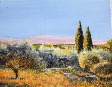 Peinture intitulée "oliviers" par Renée Estebanez, Œuvre d'art originale, Huile