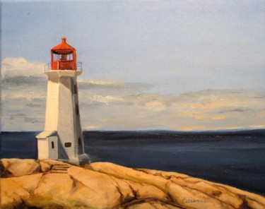 Pintura intitulada "phare blanc" por Renée Estebanez, Obras de arte originais, Óleo