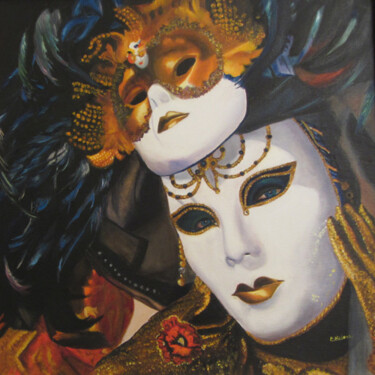 Painting titled "carnaval" by Renée Estebanez, Original Artwork, Oil