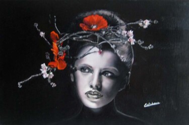 Malerei mit dem Titel "fleurs" von Renée Estebanez, Original-Kunstwerk, Öl