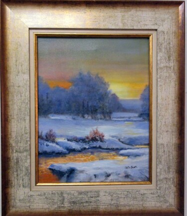 Painting titled "neige" by Renée Estebanez, Original Artwork, Oil