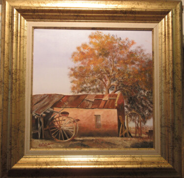Peinture intitulée "la vieille grange" par Renée Estebanez, Œuvre d'art originale, Huile