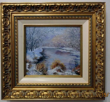 Peinture intitulée "paysage d hiver" par Renée Estebanez, Œuvre d'art originale, Huile