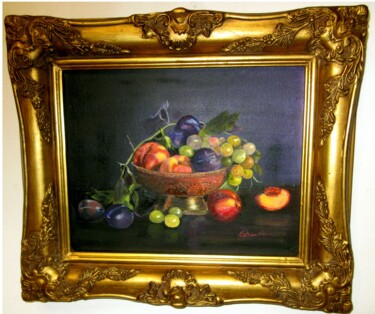 Peinture intitulée "fruits d'été" par Renée Estebanez, Œuvre d'art originale, Huile