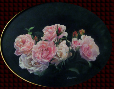 Pintura intitulada "roses romantiques h…" por Renée Estebanez, Obras de arte originais, Óleo