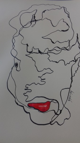 Peinture intitulée "rouge-baiser.jpg" par Renée Marcinek, Œuvre d'art originale, Encre