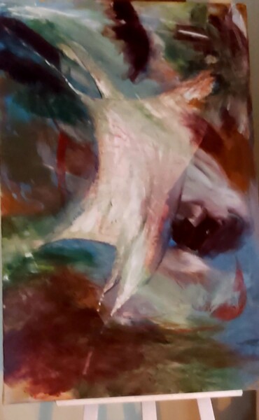Painting titled ""Le Cerf Volant"" by Renée Marcinek, Original Artwork, Acrylic Mounted on Wood Stretcher frame