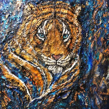 Painting titled "Camouflage" by Renée Michaud, Original Artwork, Acrylic Mounted on Wood Stretcher frame
